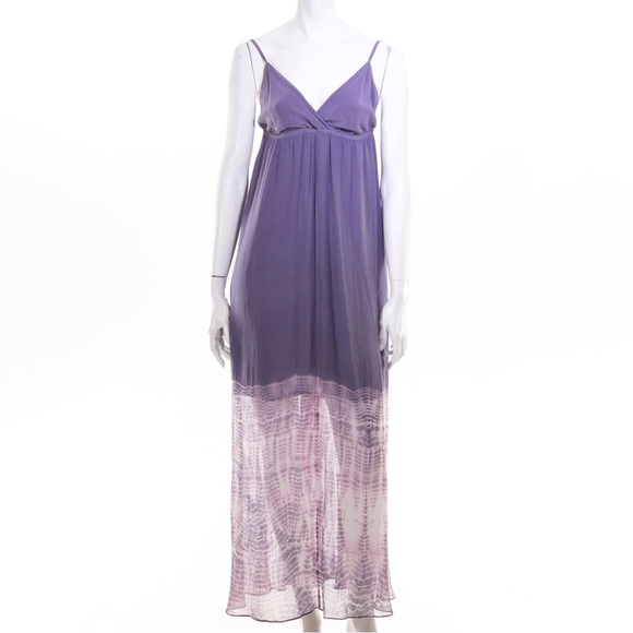 Gypsy 05 Revolve Dress Womens SM Maxi Plunge Boho Flowy Purple 100% Silk V-Neck - Picture 1 of 6